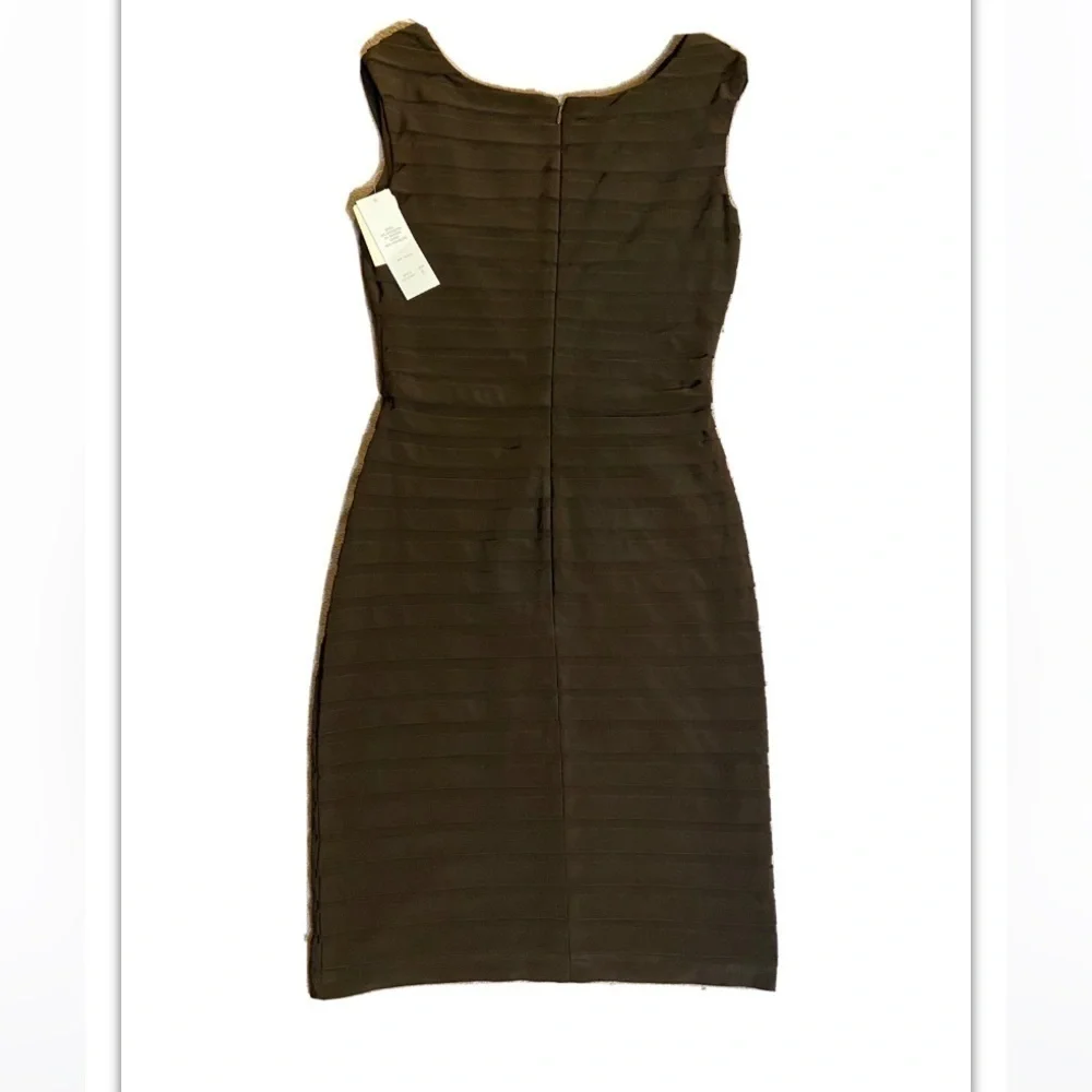 ADRIANNA Papell brown Pleated Jersey Sheath Dress – size 8 NWT